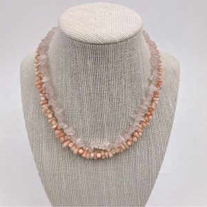 Coral Angelskin Necklace and Rose Quartz Necklace